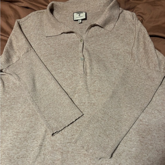 Tuckernuck Sweater Women’s Size XL / XXL Camel Brown Linen Preppy Minimalist - Picture 6 of 9